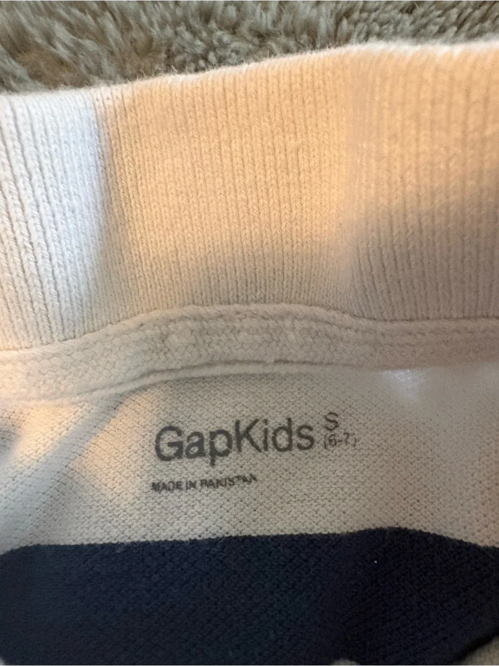 GAP White and Navy Striped Polo Shirt
